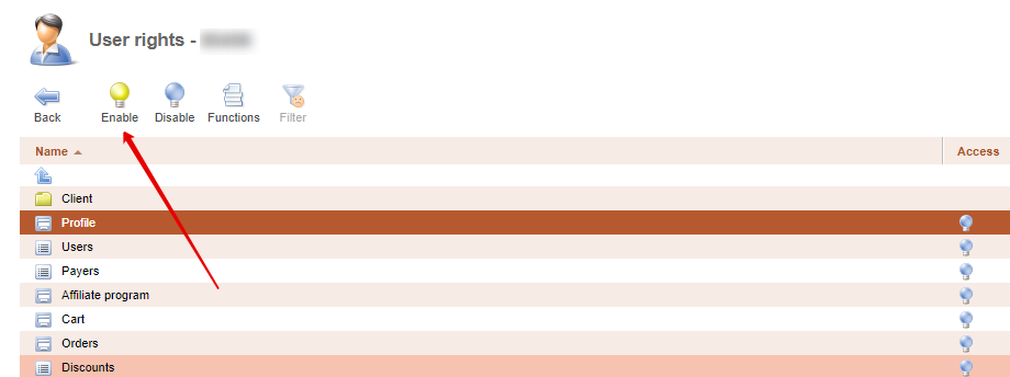 Enable in the top menu
