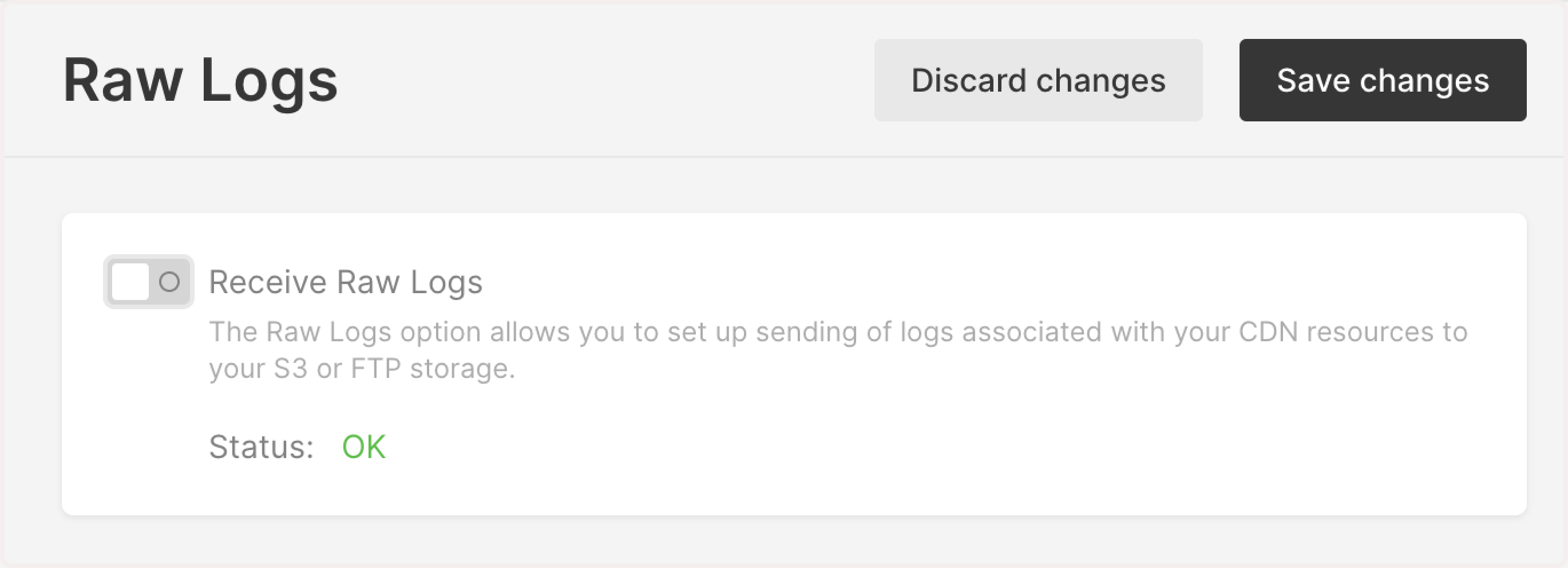 Raw logs page in the Customer Portal