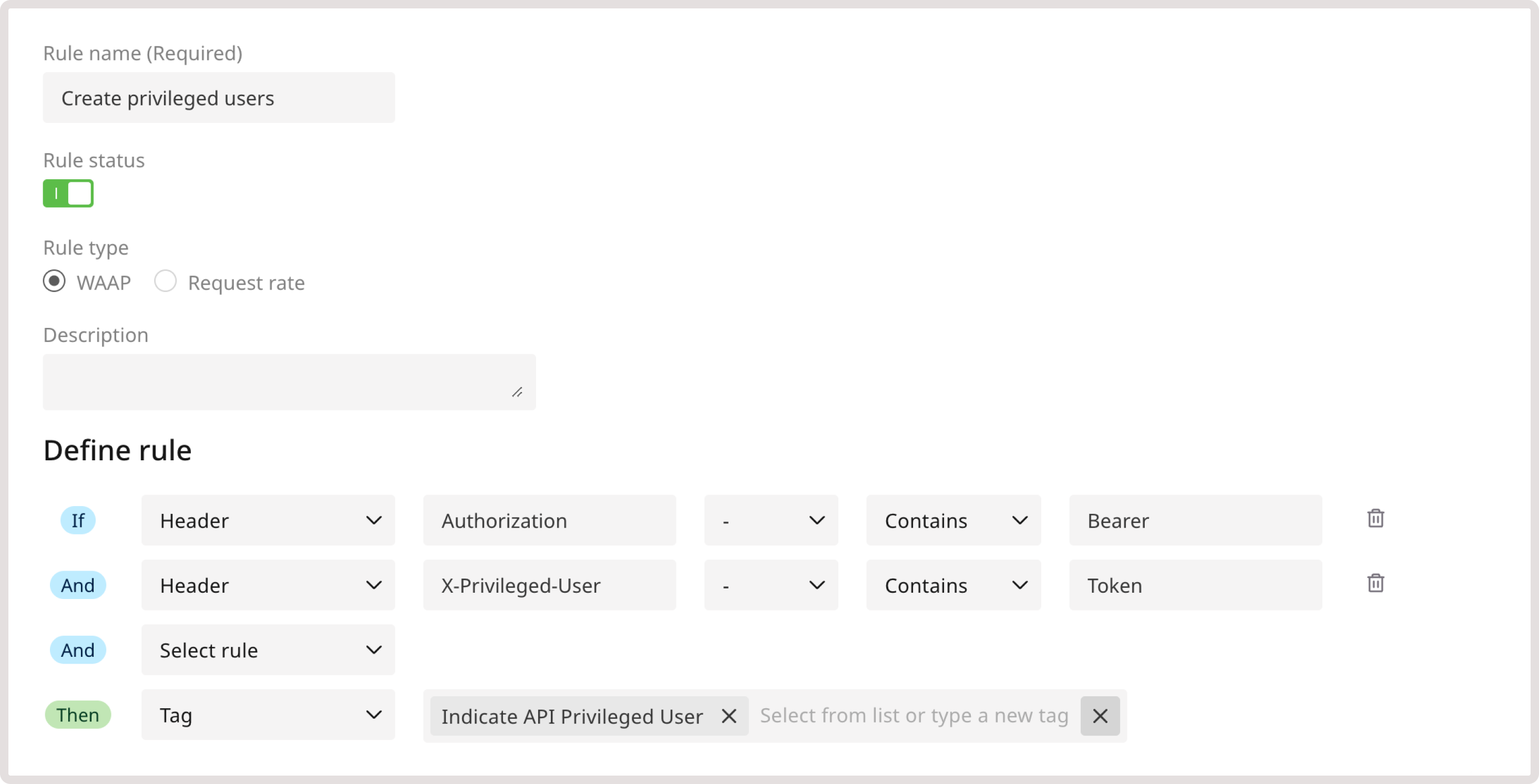 A custom rule to create privileged users