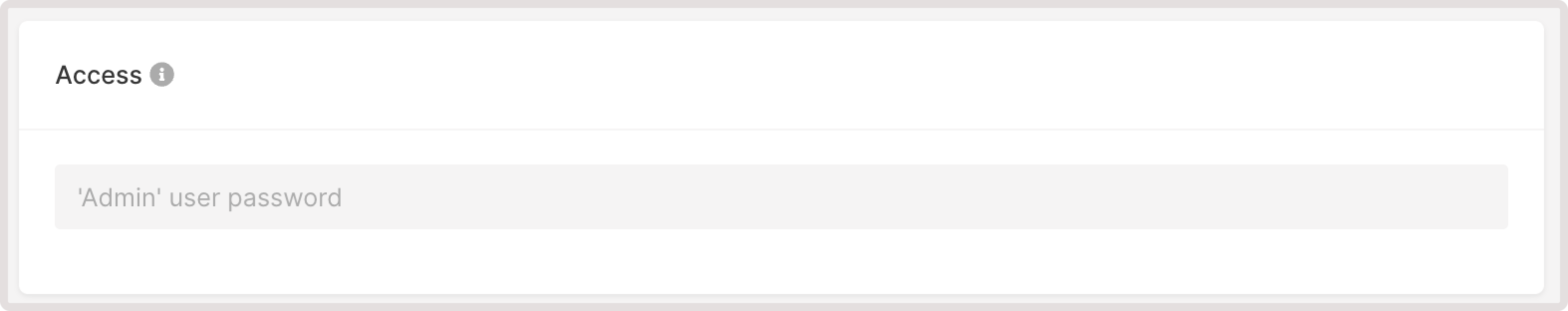 A menu with access settings