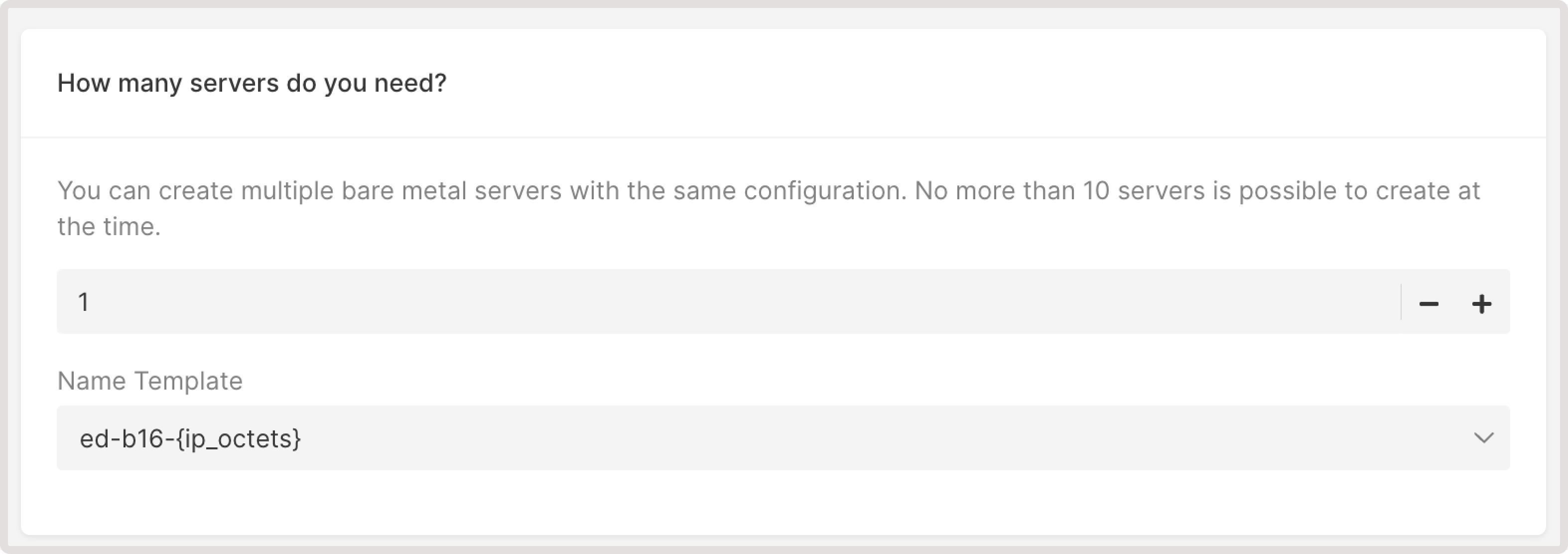 A menu with an option to choose a number of servers