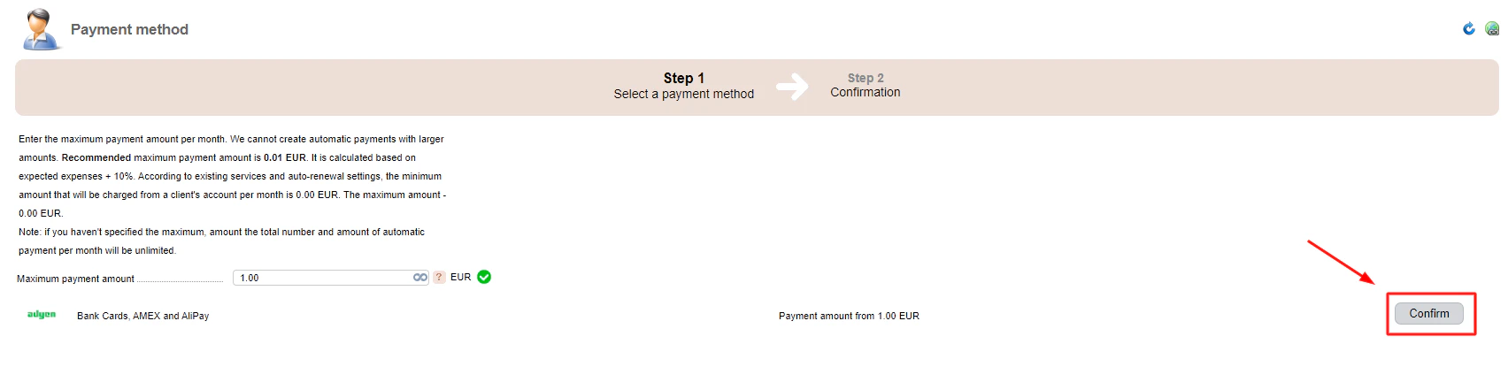 Set a maximum payment amount