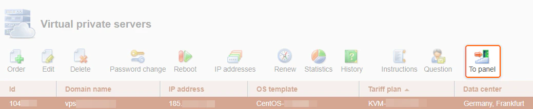 Server control panel