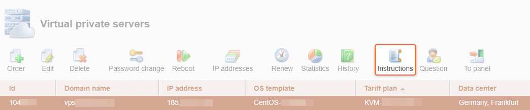 Server control panel