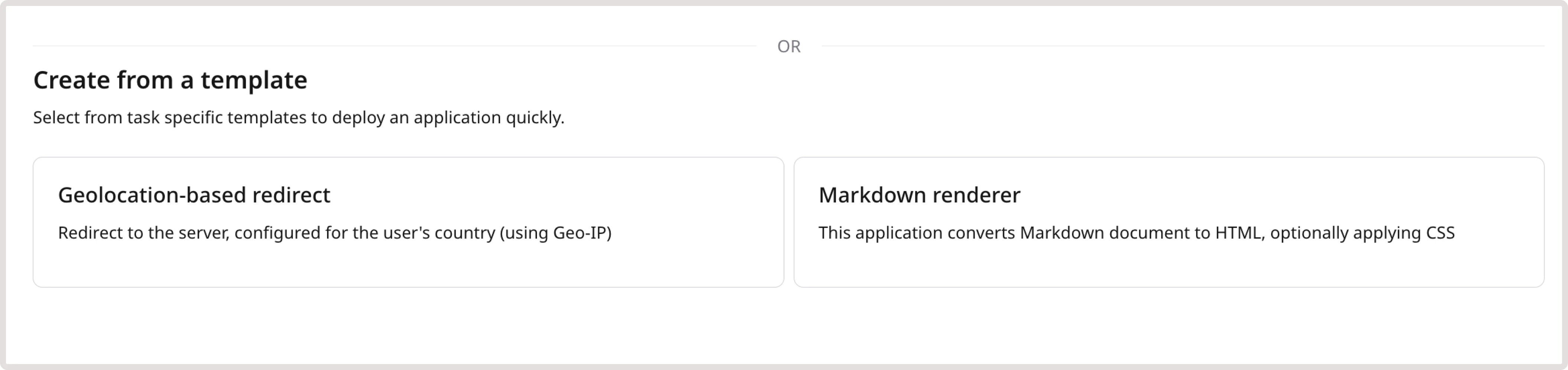 Section with Github and Markdown templates