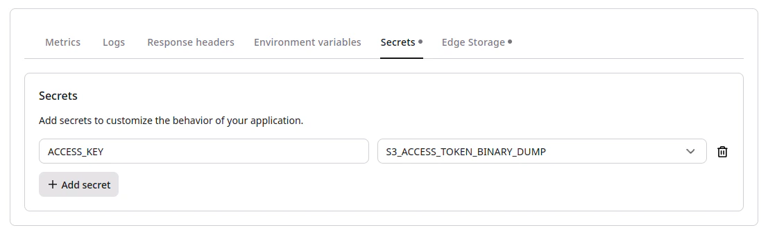 FastEdge applications
secrets