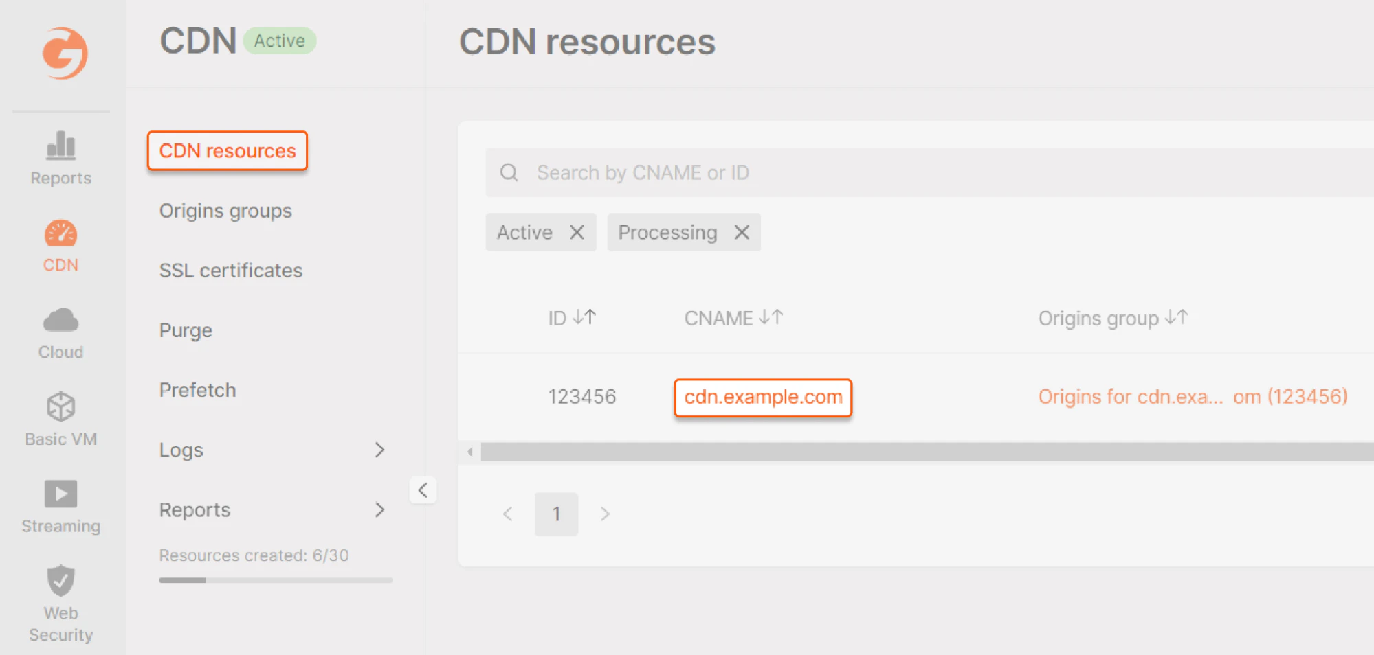 CDN resources tab from where you can open settings
