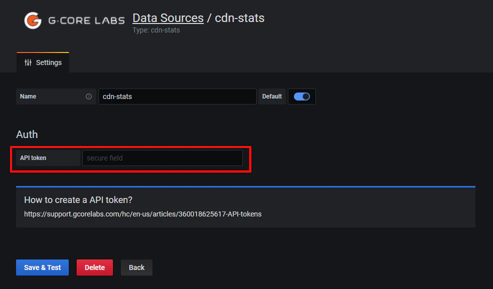 Insert the received API token