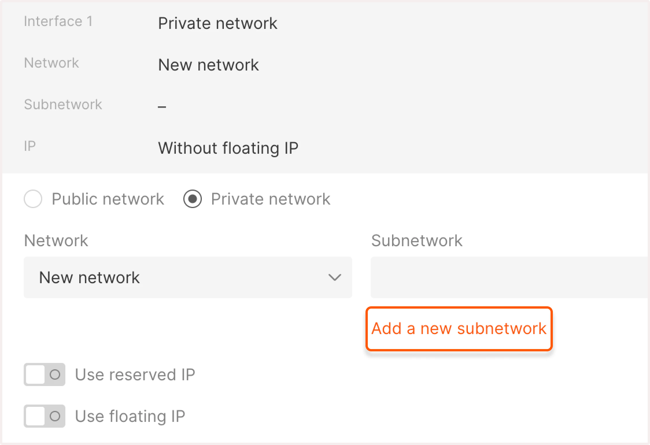 Add a new subnetwork