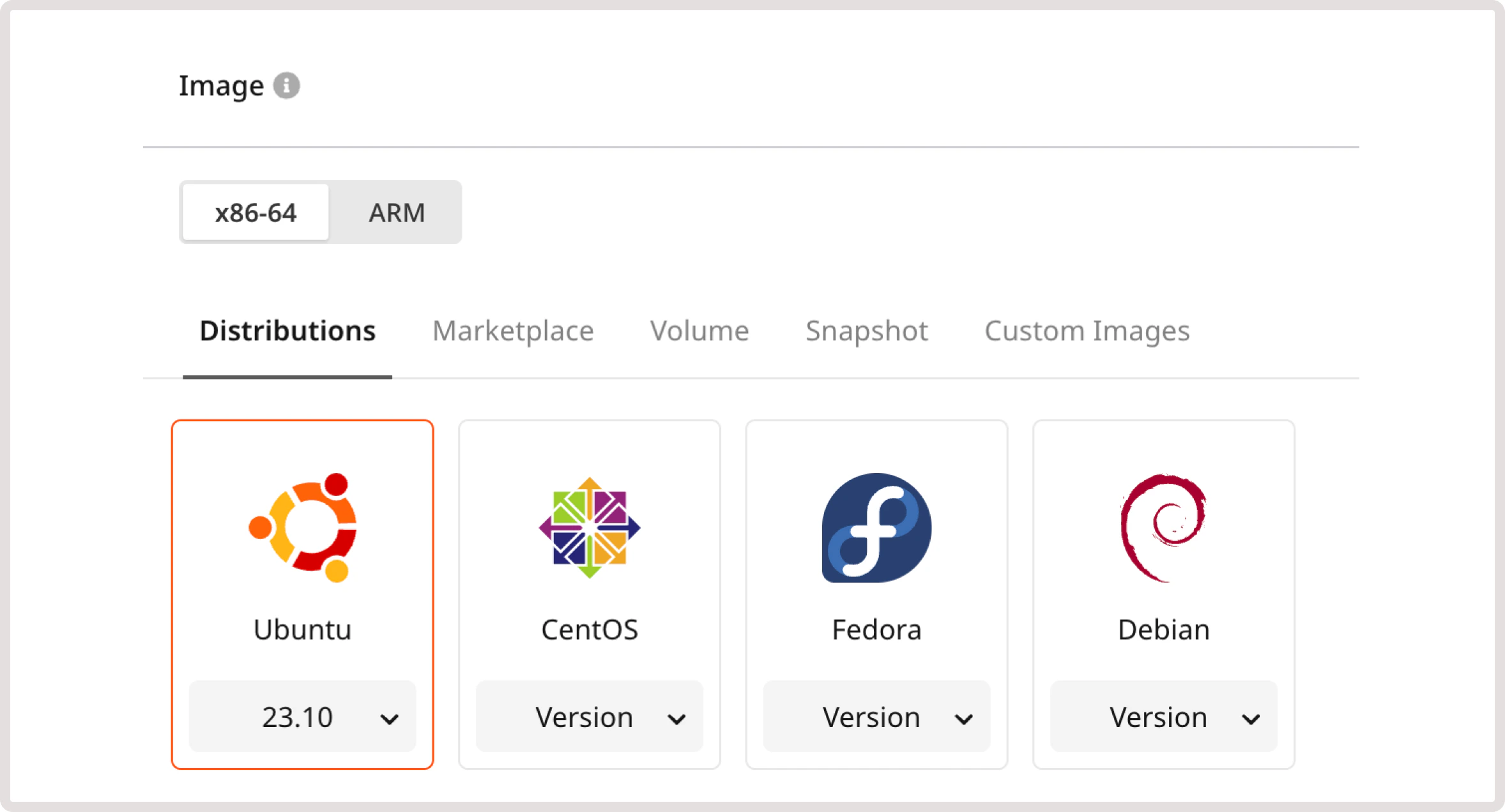 Choose x86-64 or ARM architecture