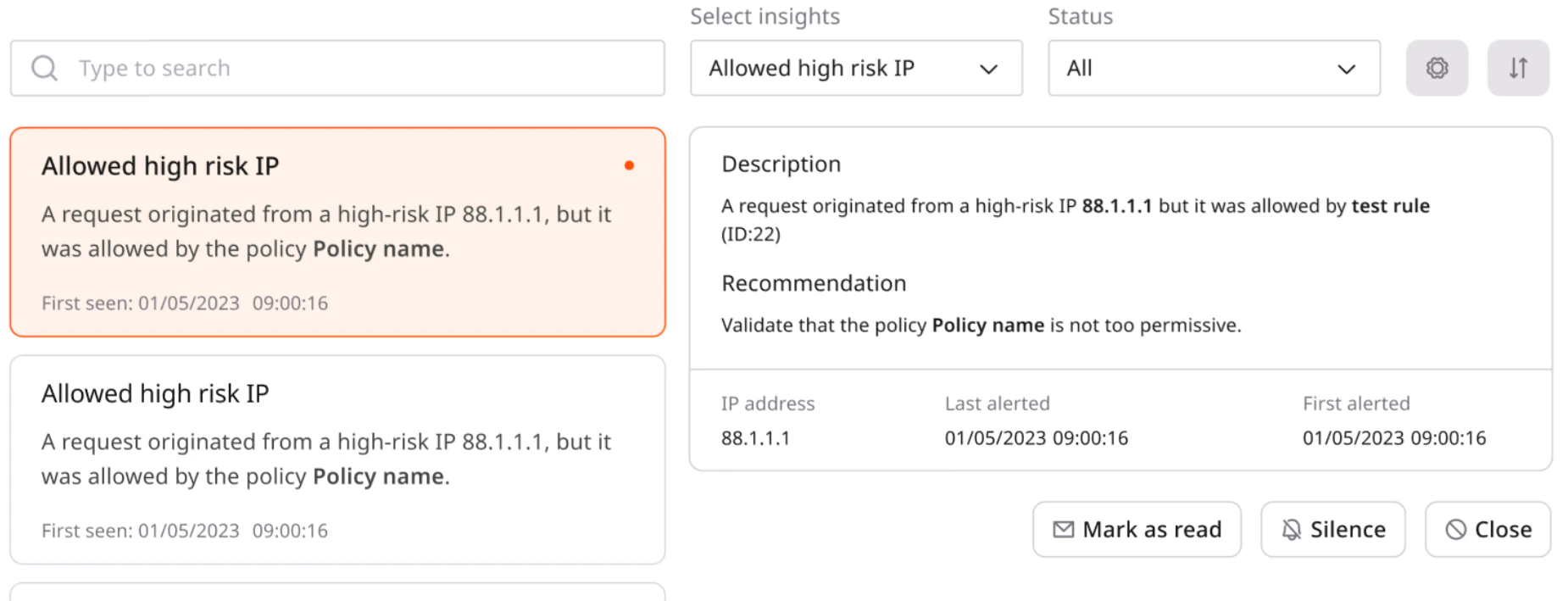 List of active insights