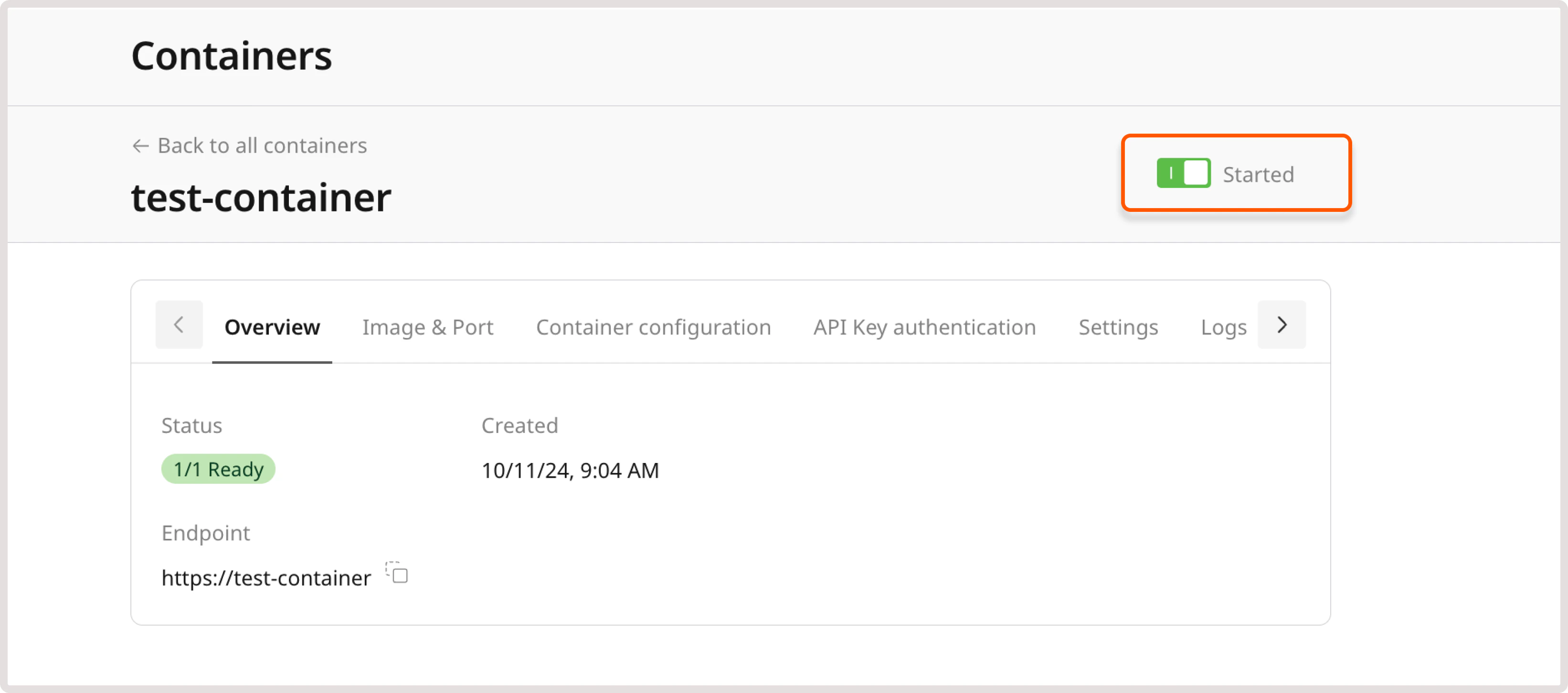 Started toggle enabled