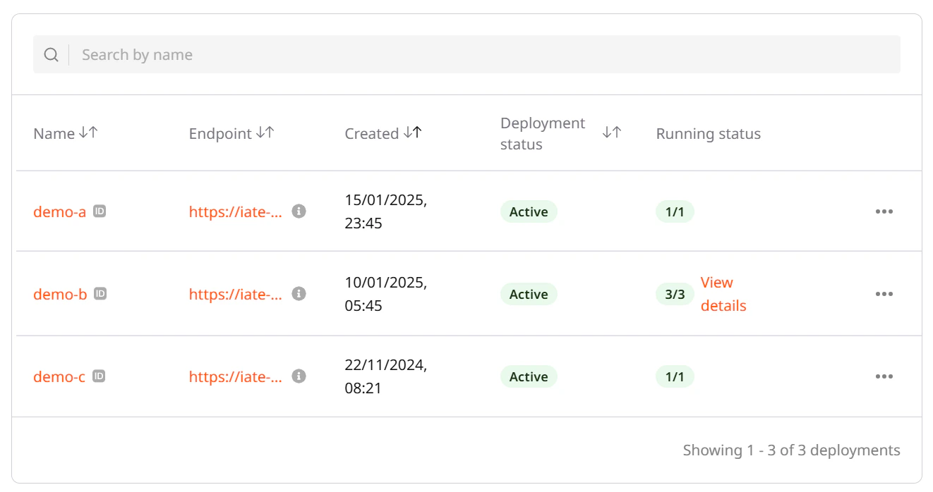Manage AI model deployments