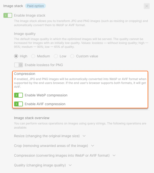 Enable WebP compression
