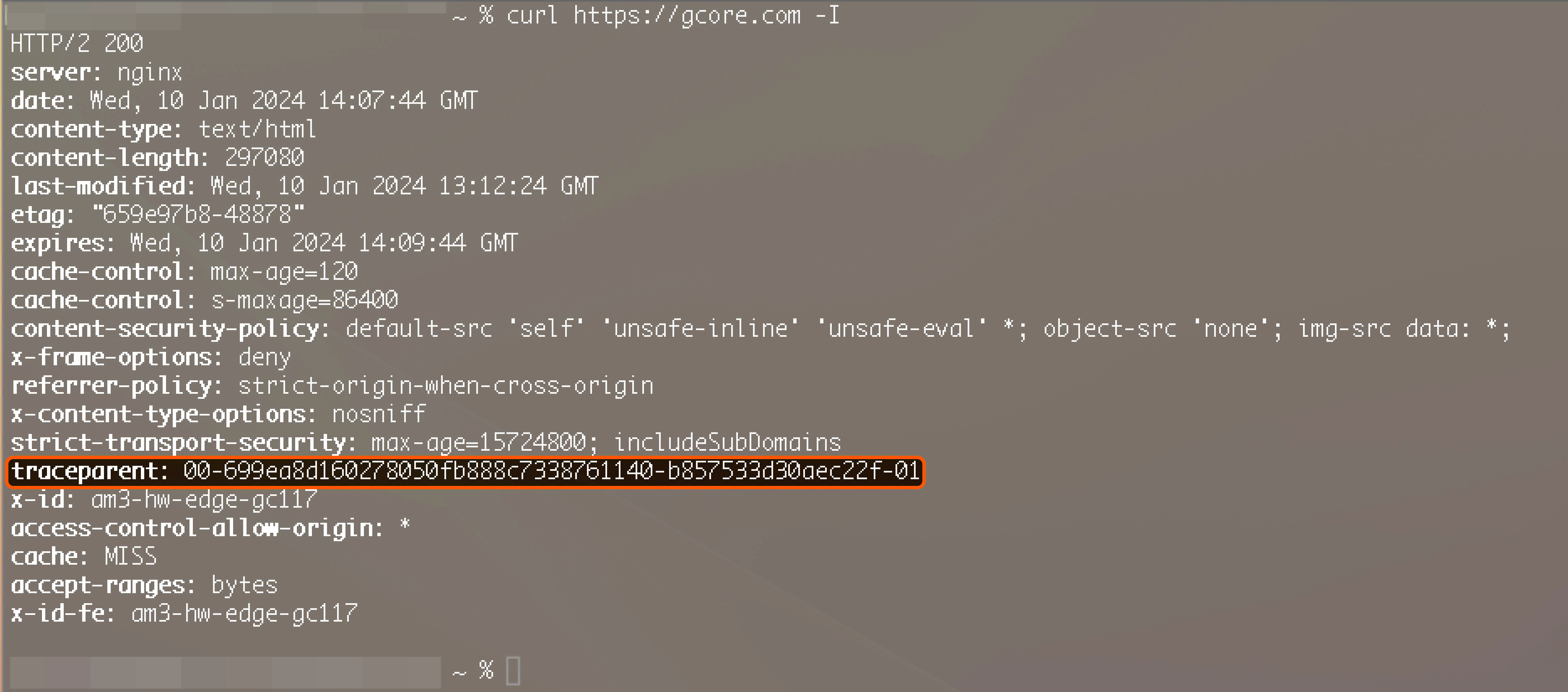 How to view traceparent header in console
