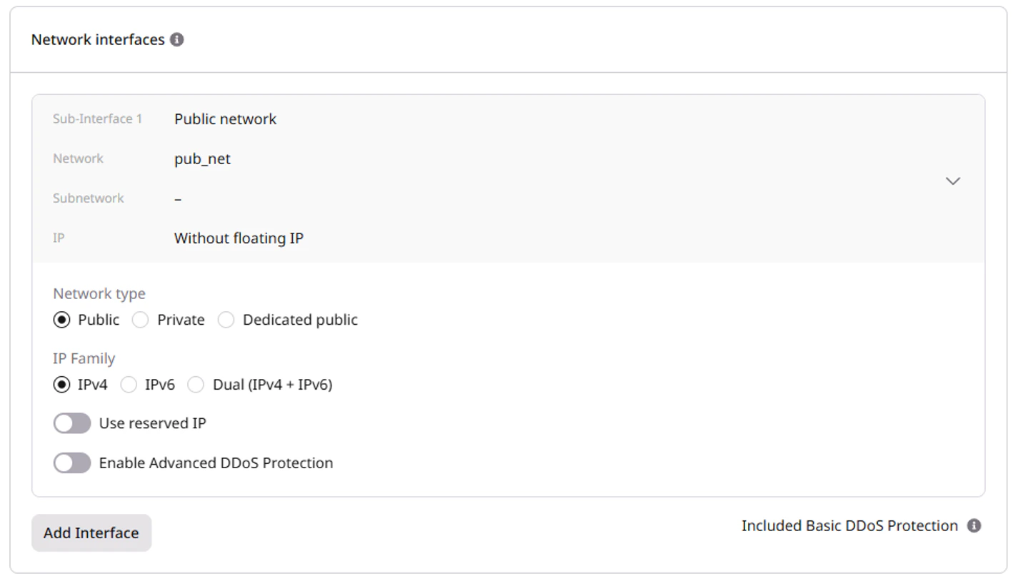 Network interfaces configuration
