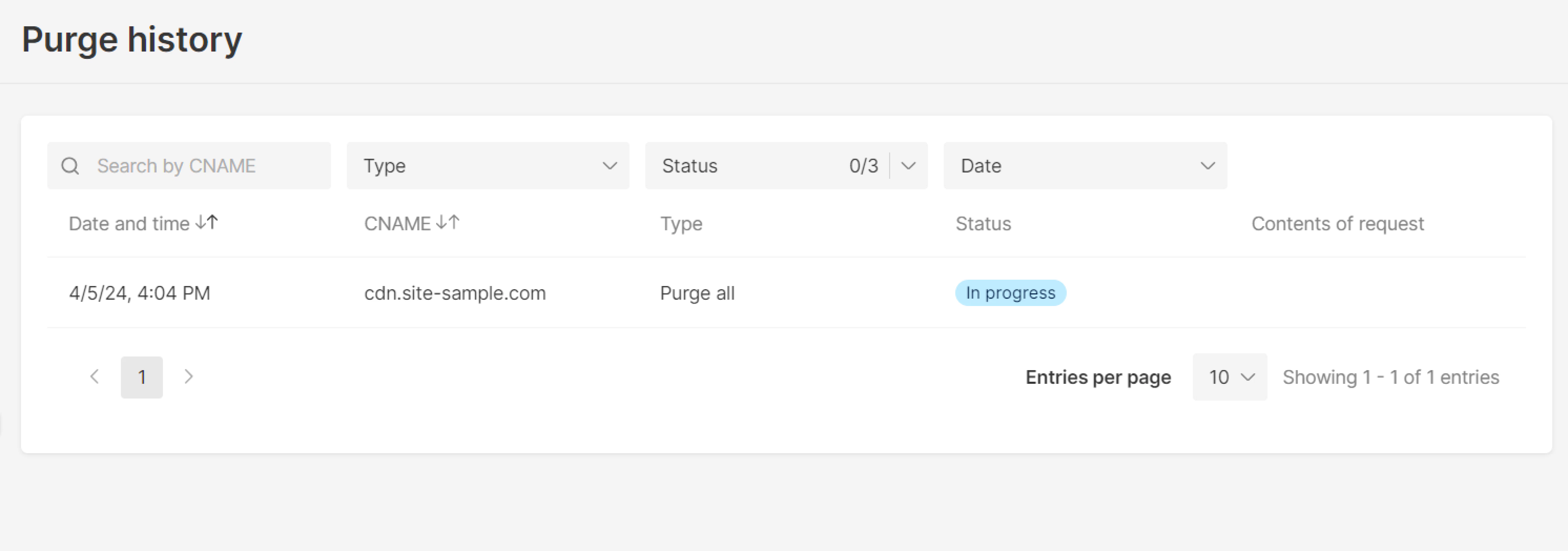 Purge history section