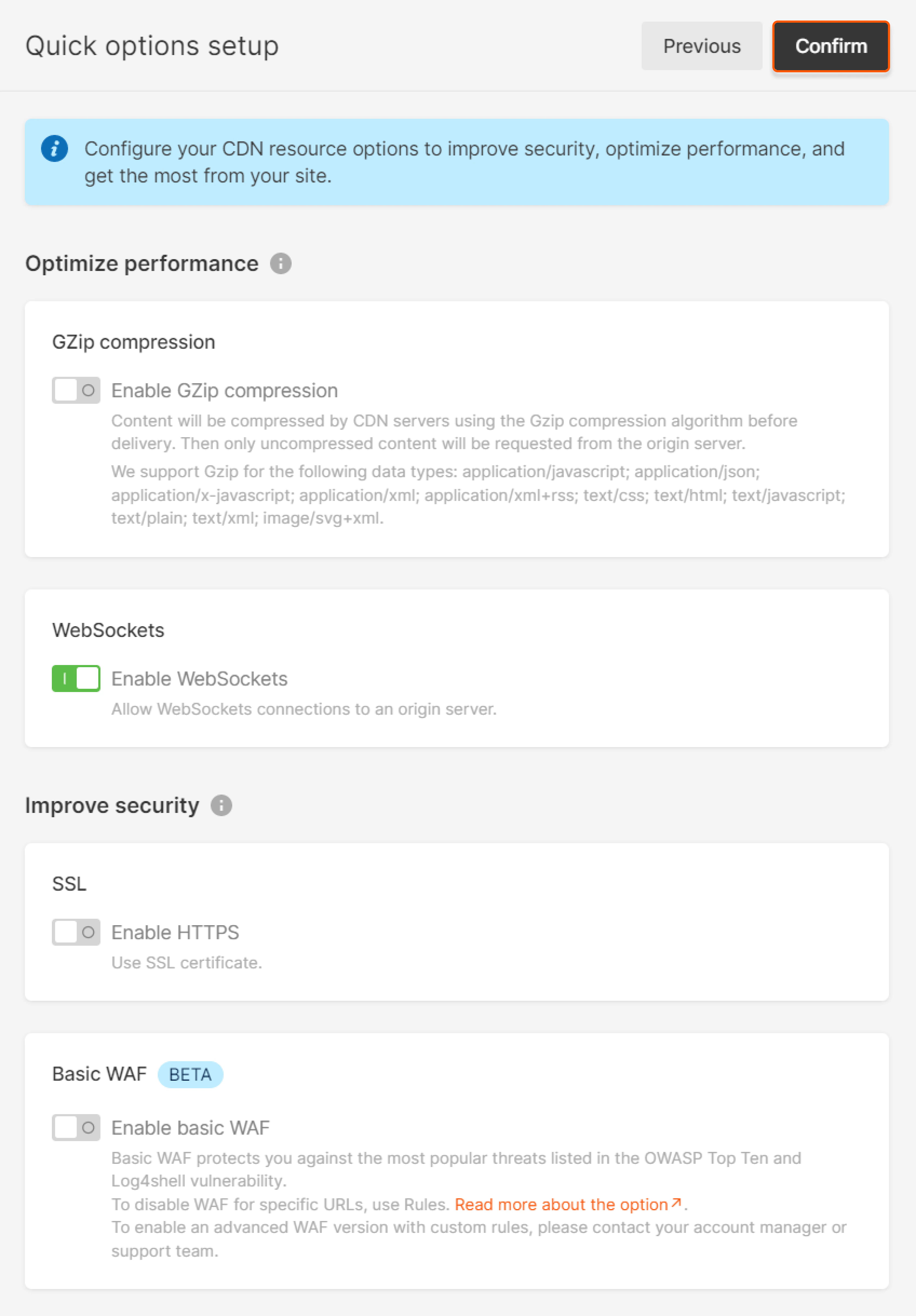 Setup additional options