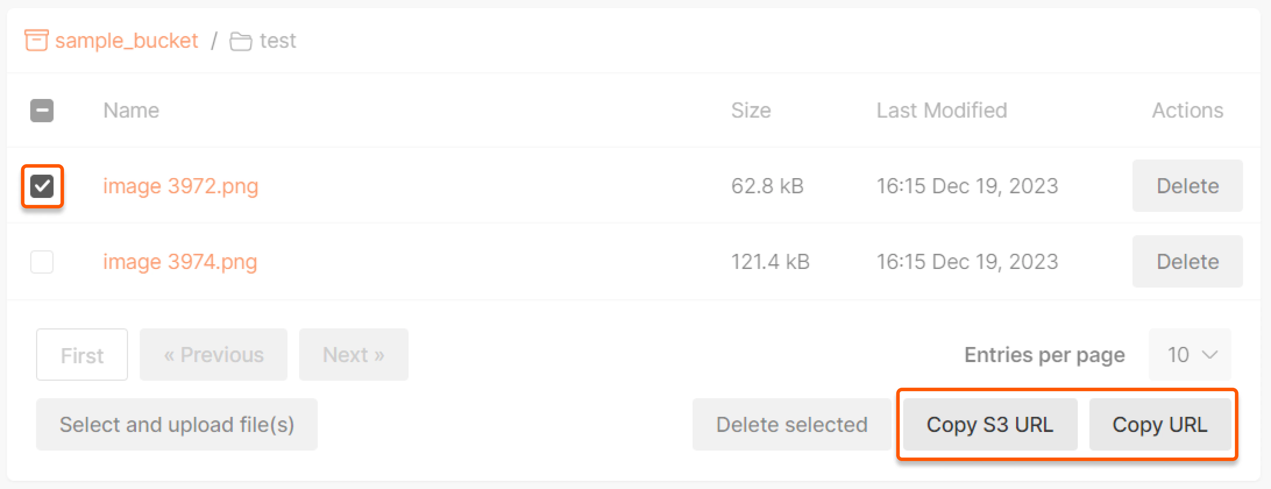 Copy S3 URL and Copy URL