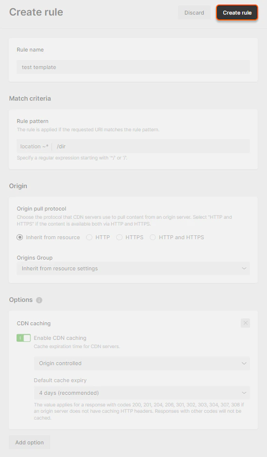 Create a rule from a template