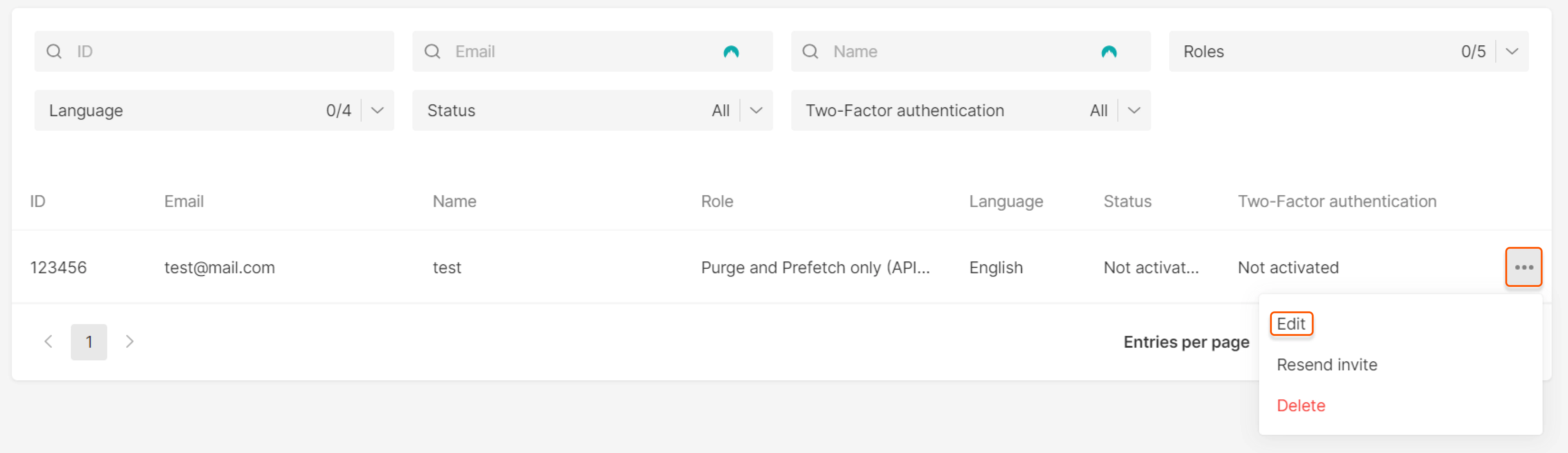 Edit a user from the Users page