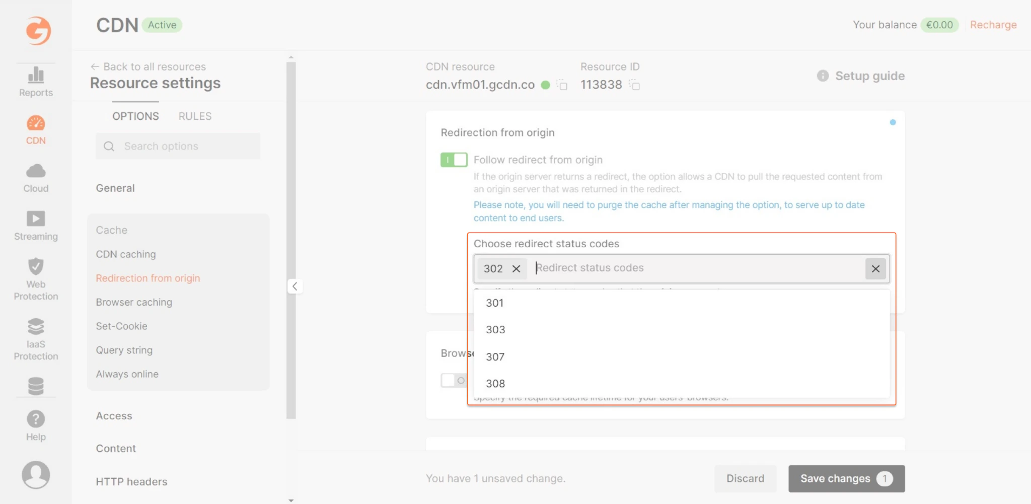 Redirect status codes