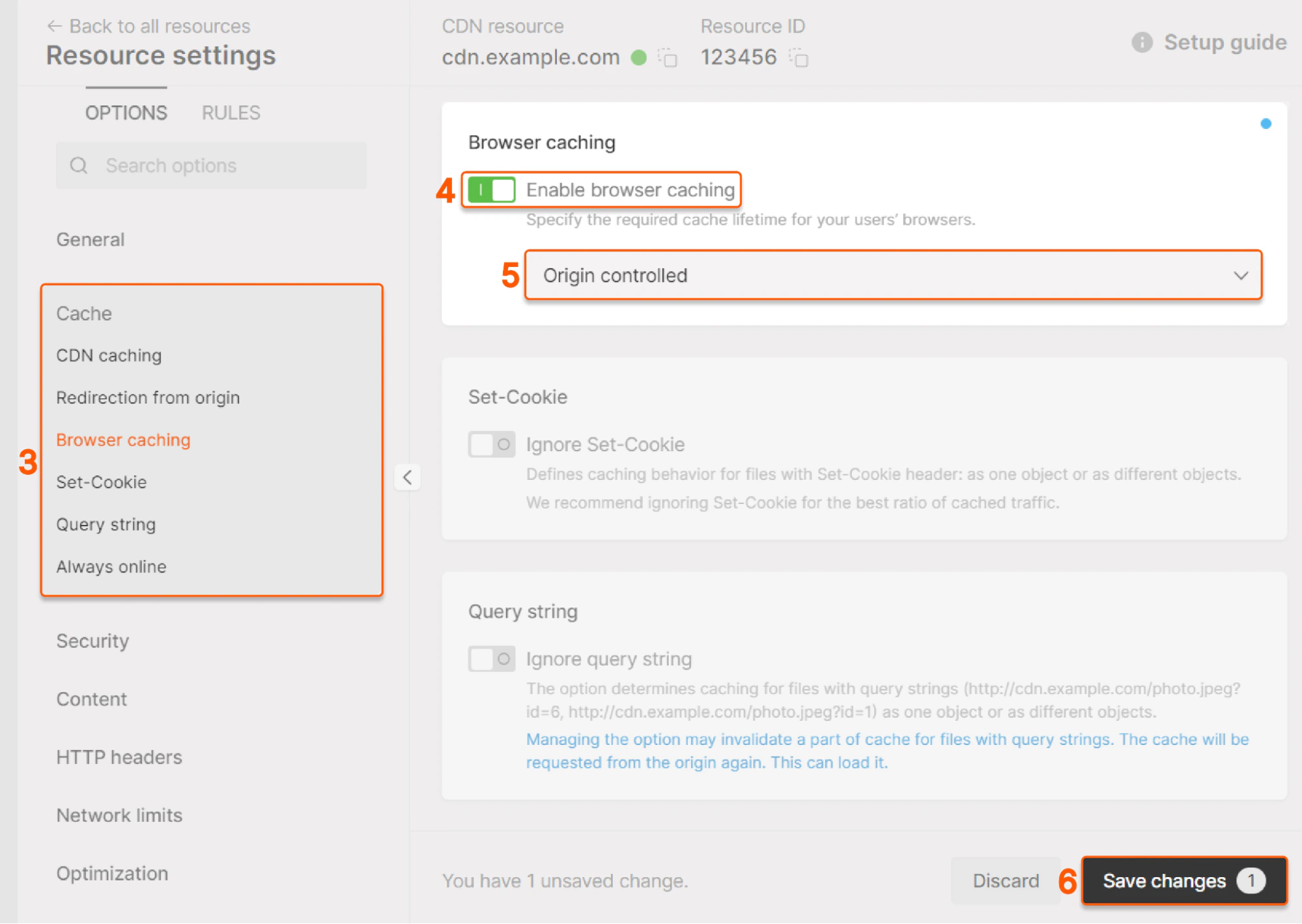 Configure Browser Caching Option