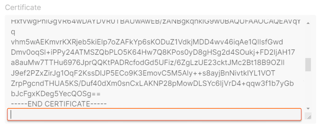 new line at the end of the certificate chain