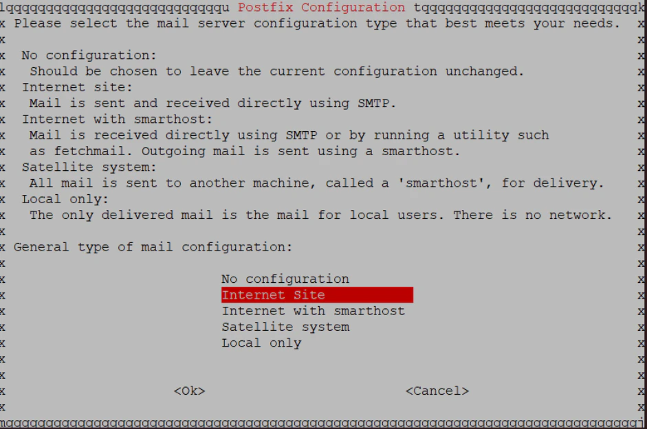 Internet Site option
