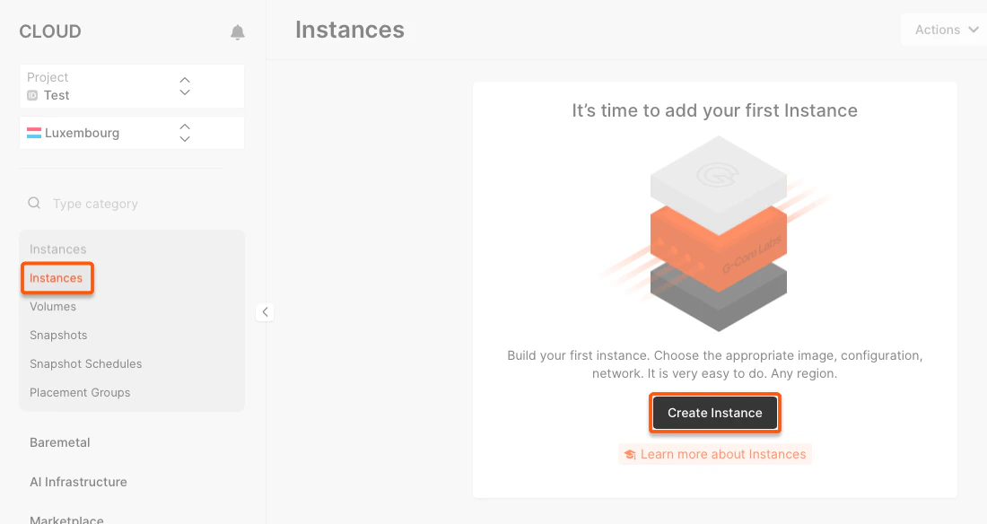 The Create VM button