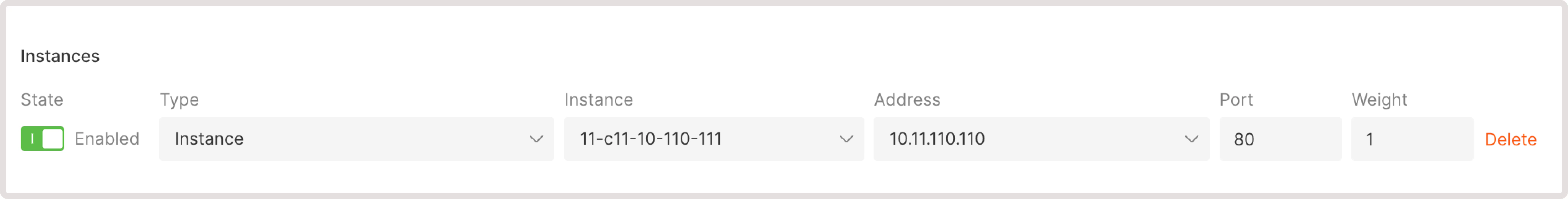 Listeners tab with instance settings