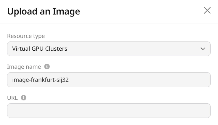 Enter the image name and URL for uploading