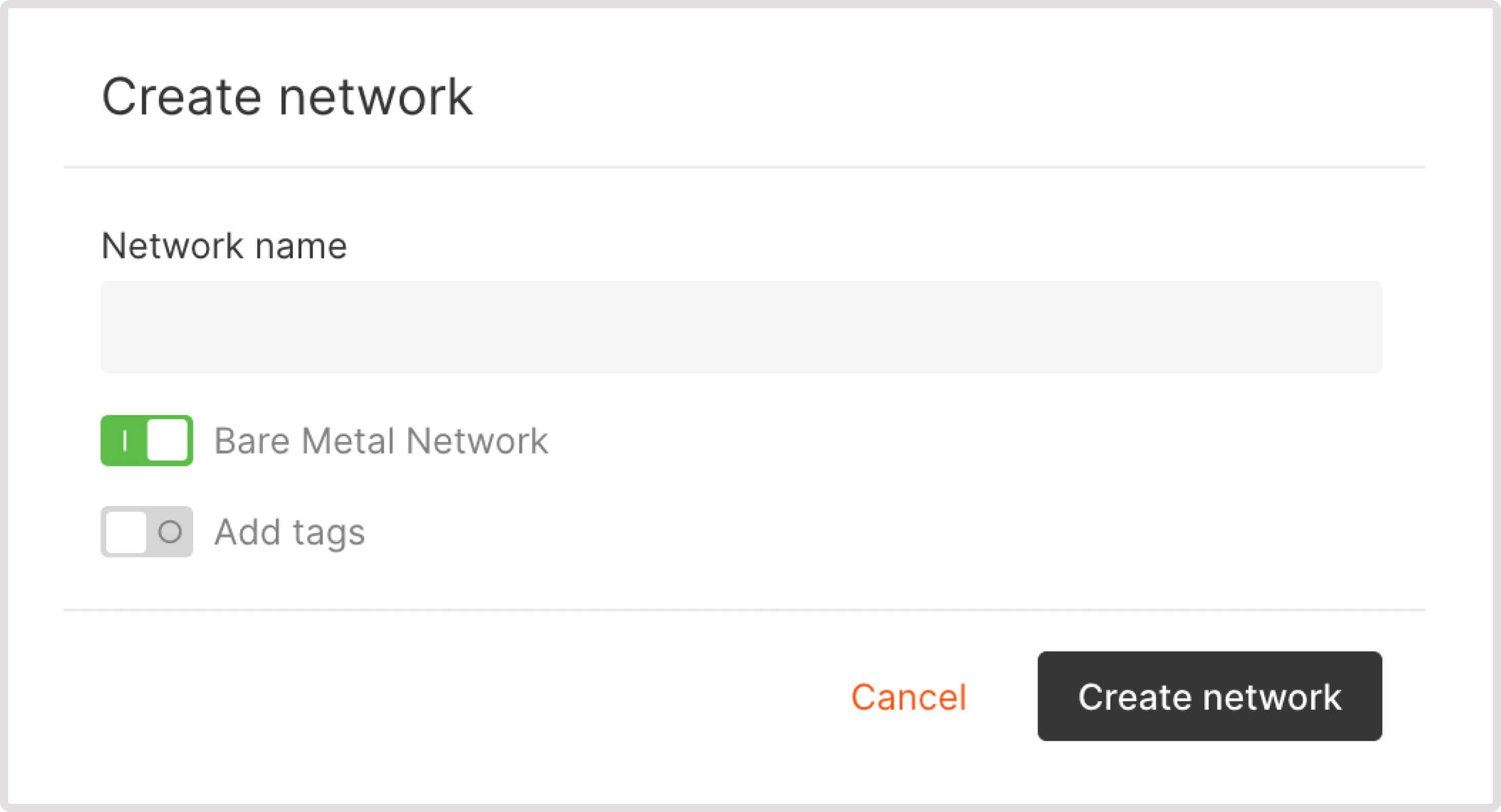 A menu with available network settings and highlighted reserved ip toggle