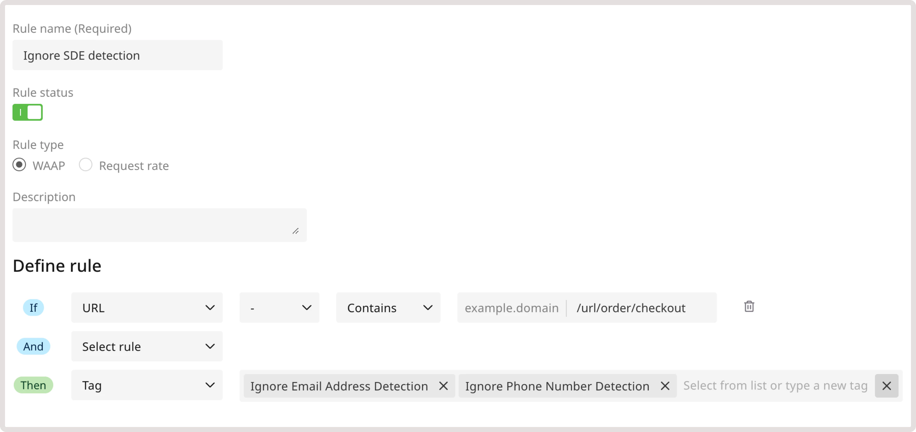 A custom rule to ignore SDE detection