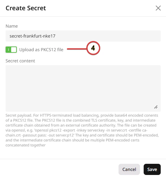 Enable Upload as PKCS12 file