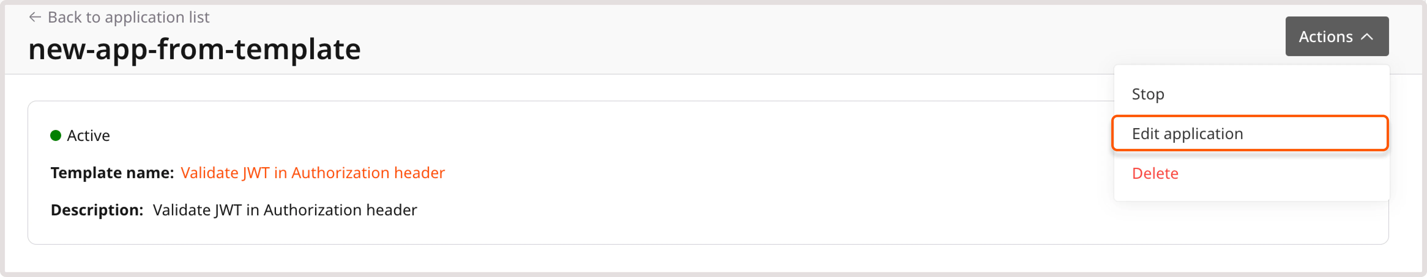 A page with app deployment confirmation