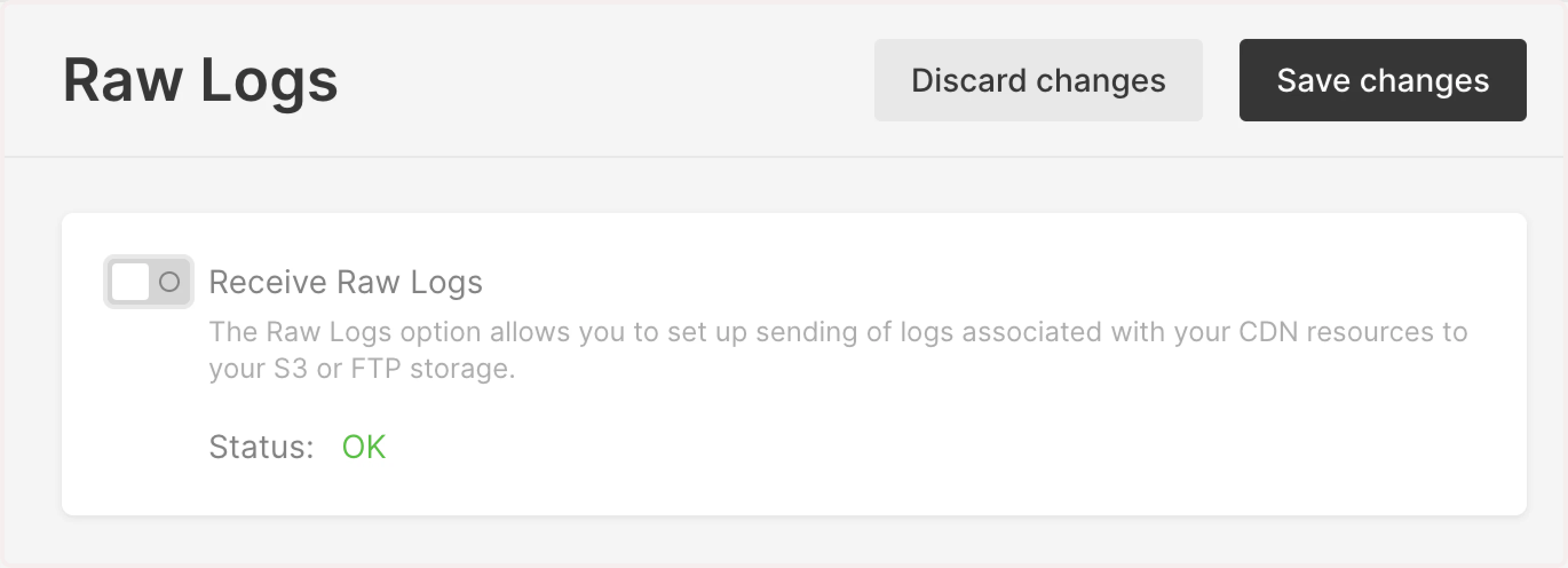 Raw logs page in the Customer Portal