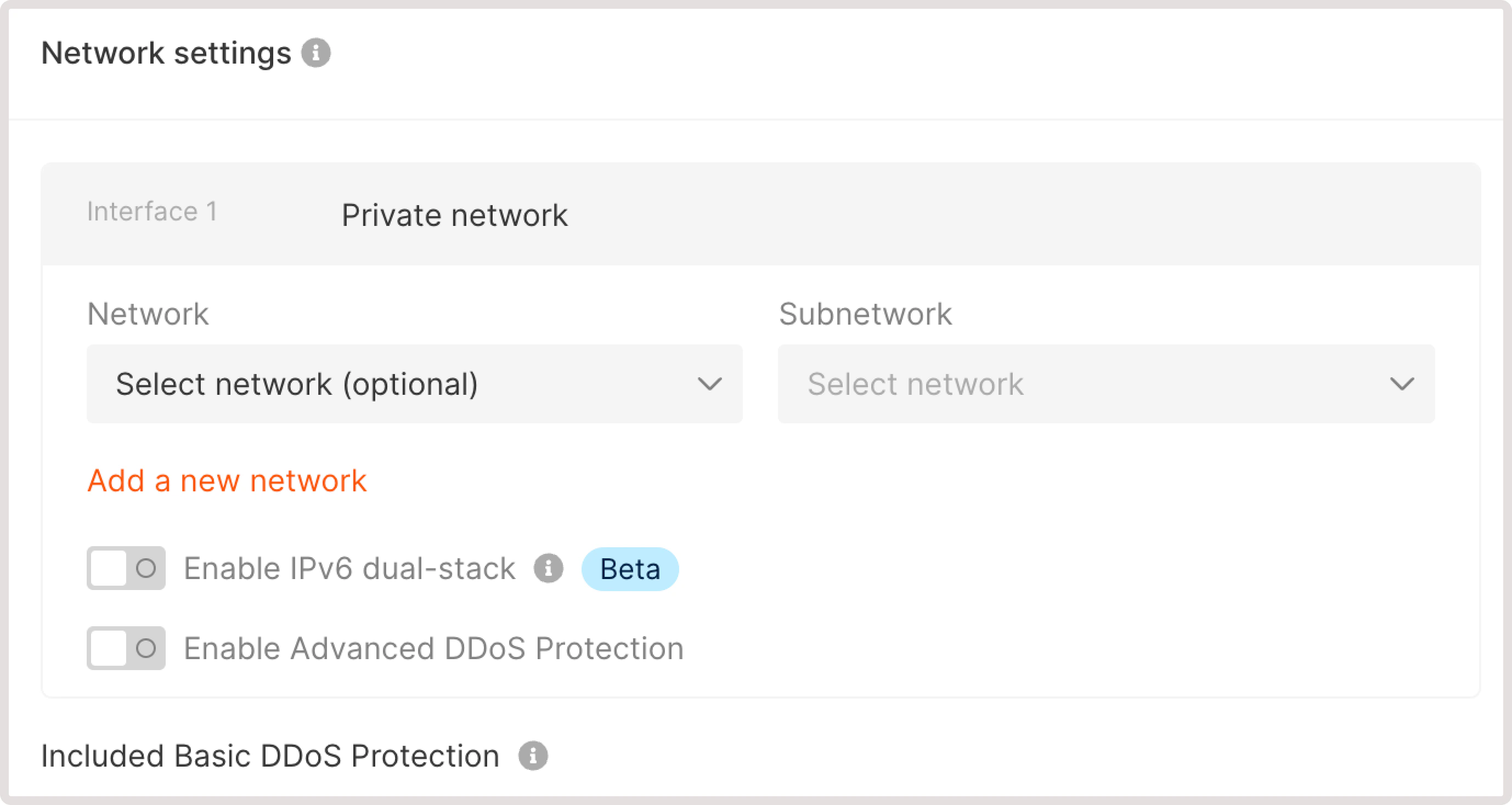 Network settings for Cluster