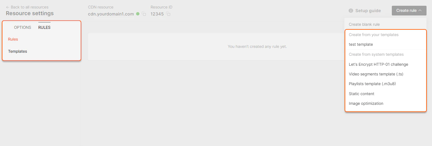 Create a rule from a template