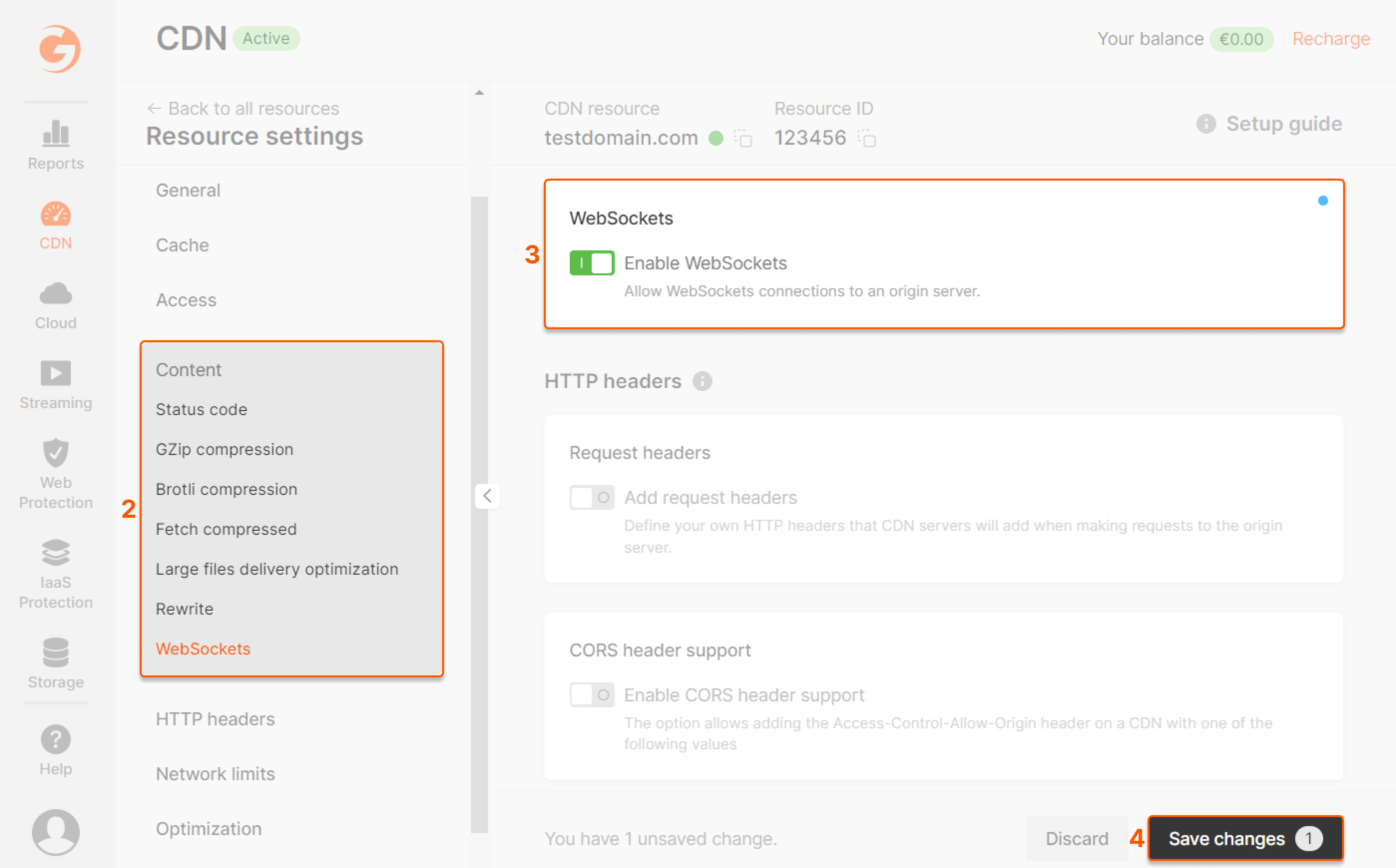 Manage the WebSockets feature