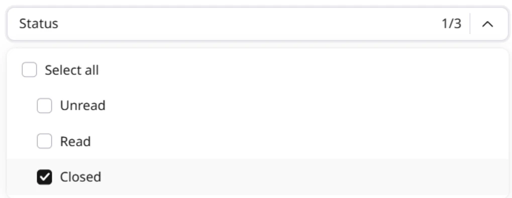 Filter the insights with the Status dropdown
