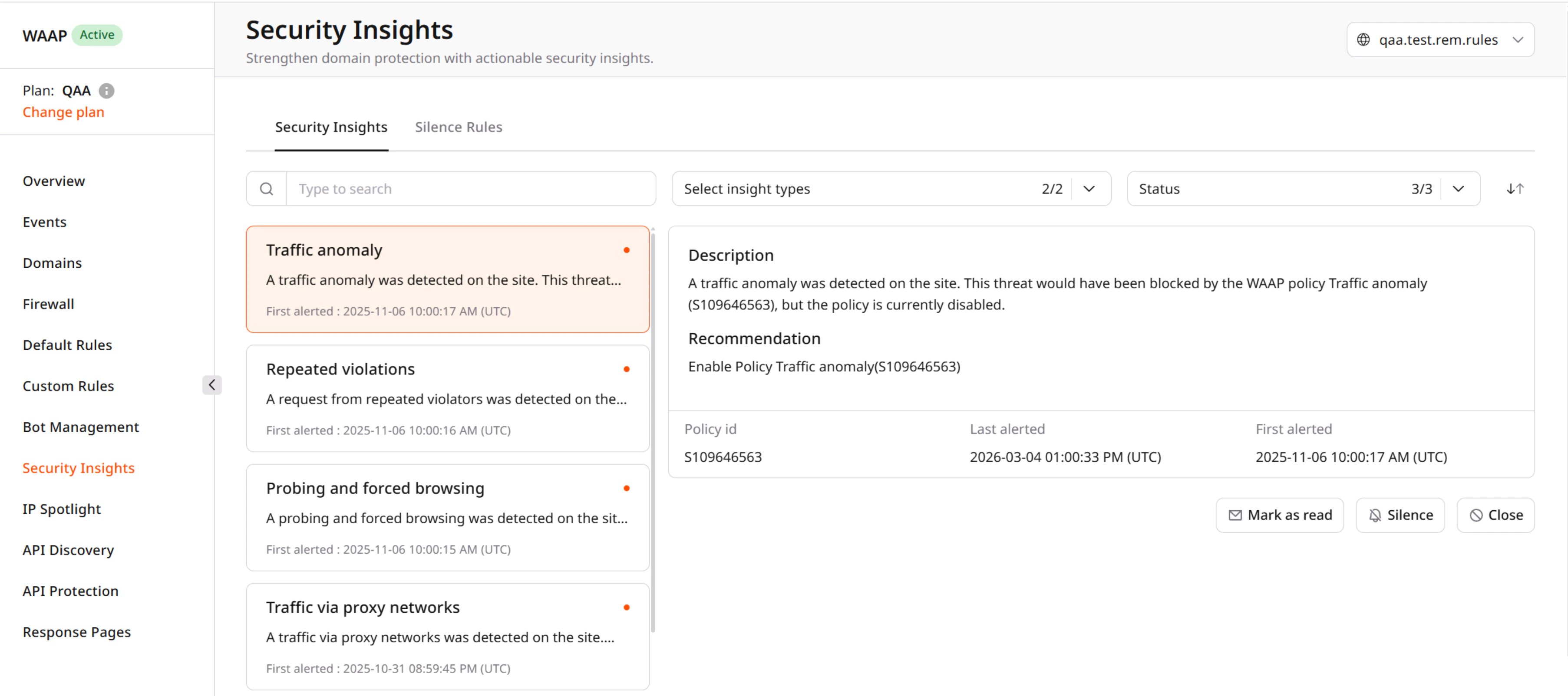 Security Insights page