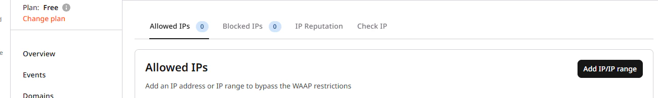 Firewall page with the Allowed IPs tab