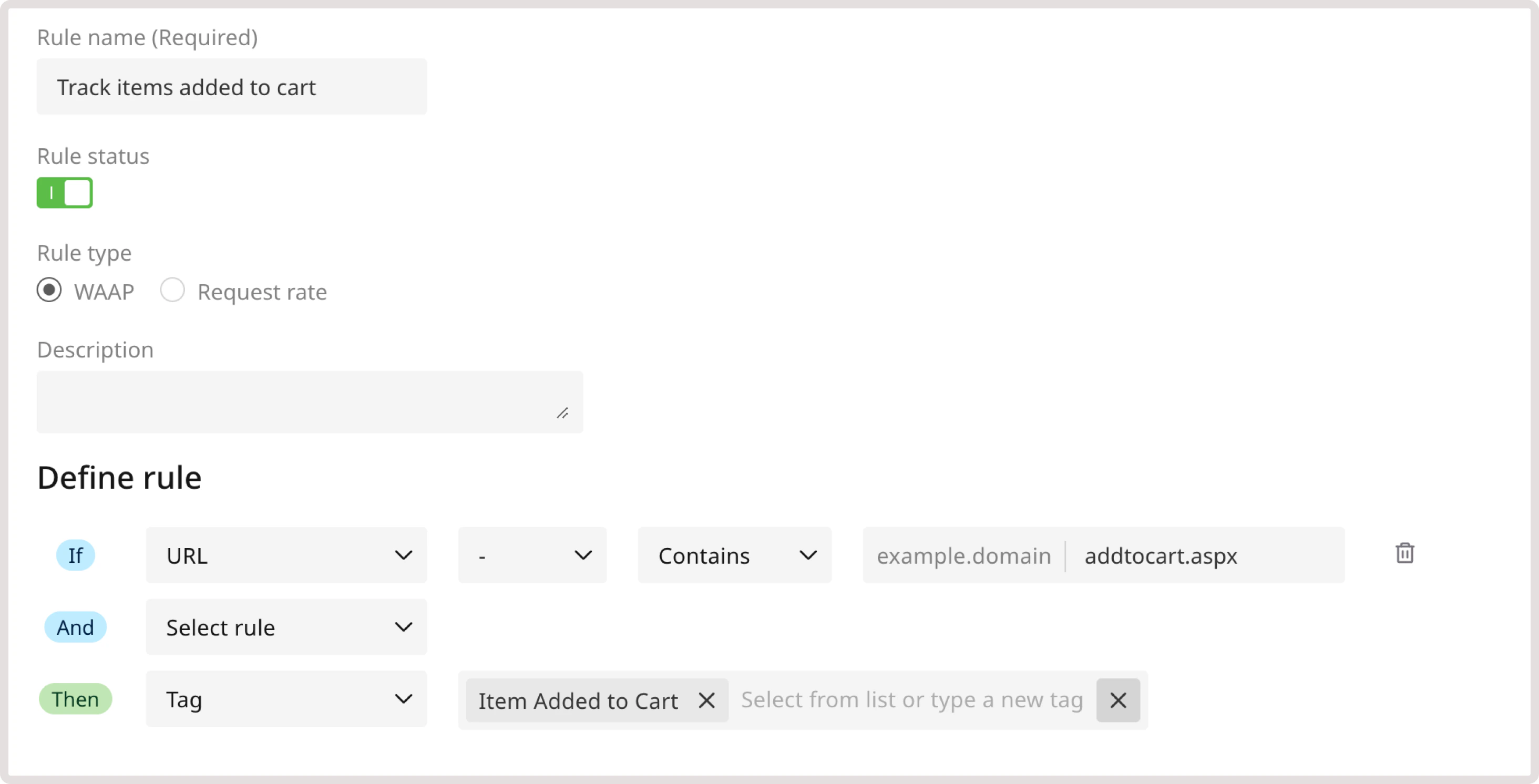 A custom rule to detect item added to cart