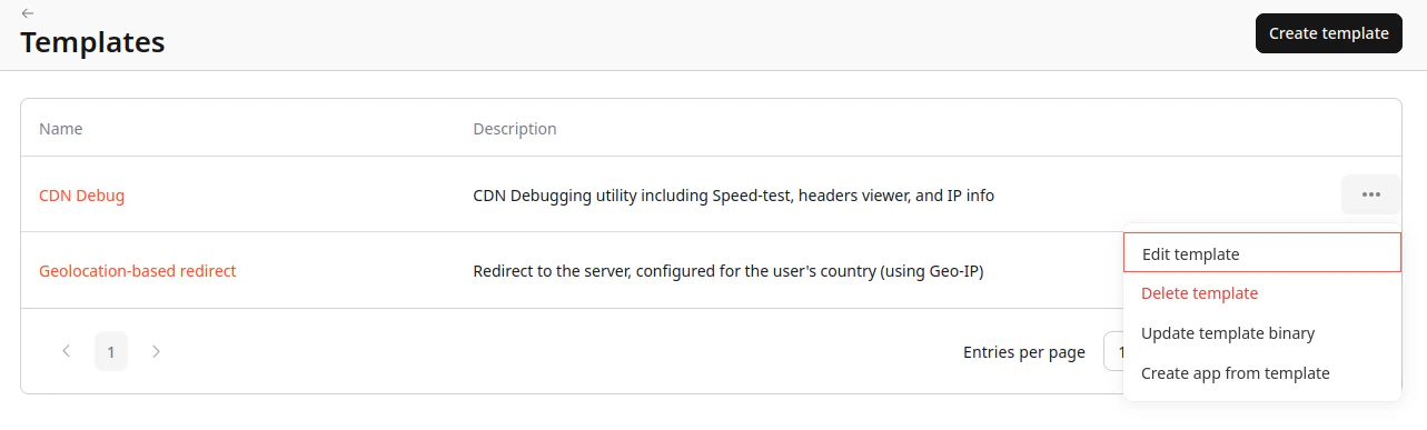 Edit template menu
item