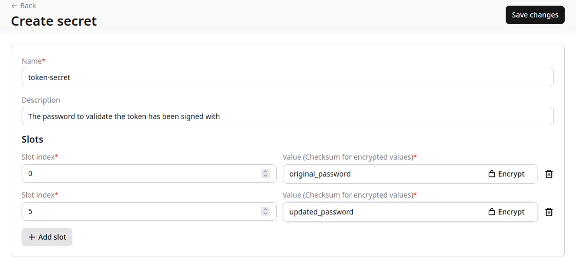 Secret Slots Indices
Example