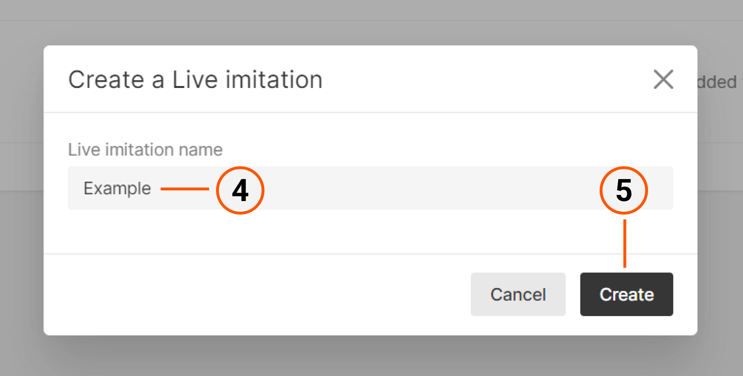 Create a Live imitation pop up