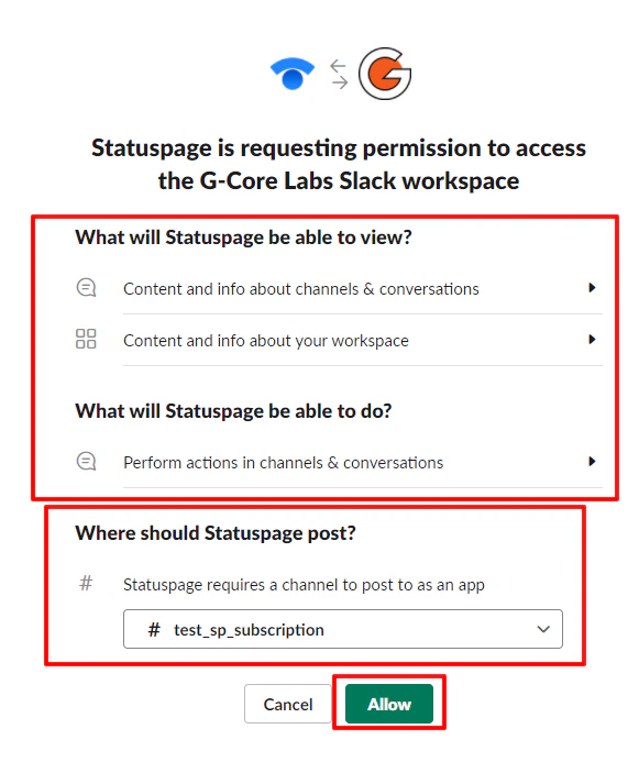 Enter Status page