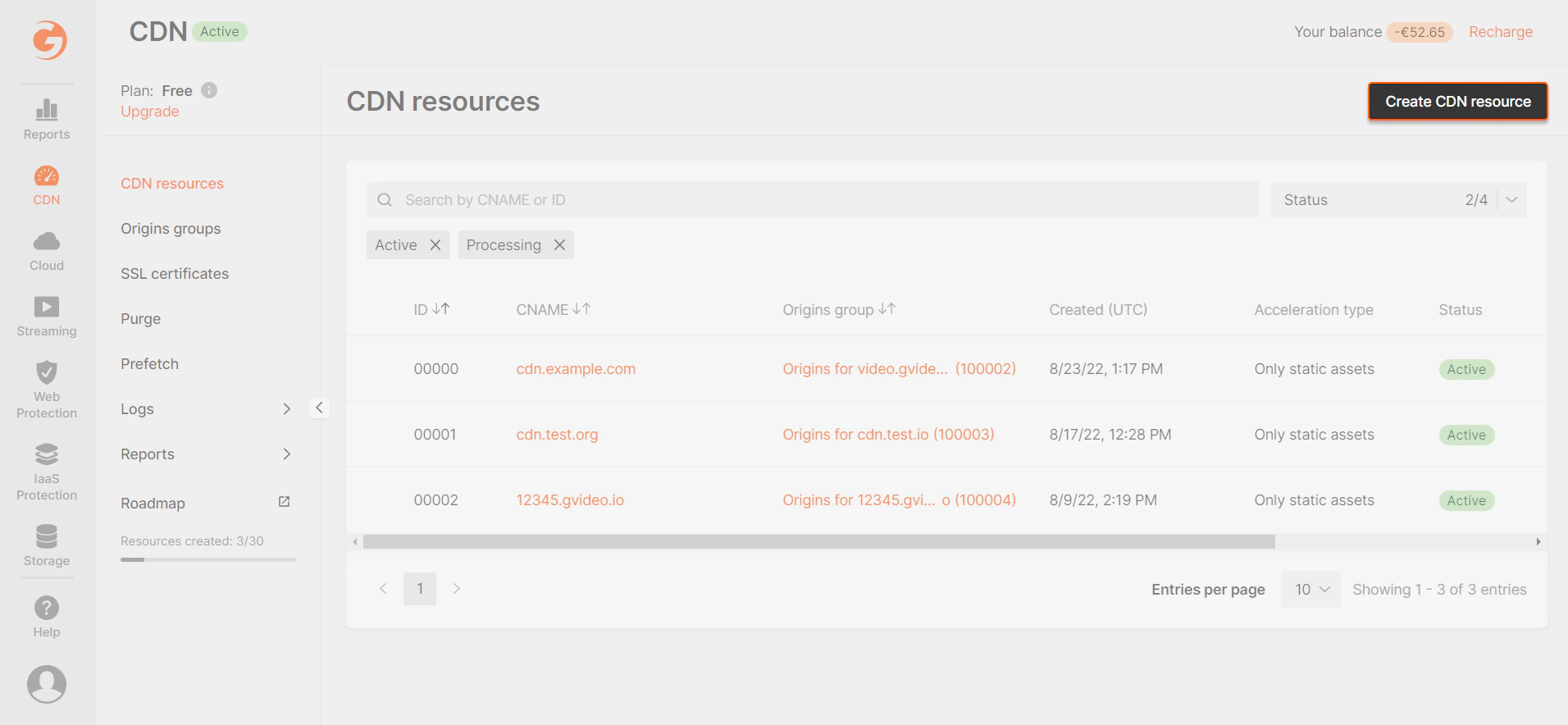 Create a CDN resource