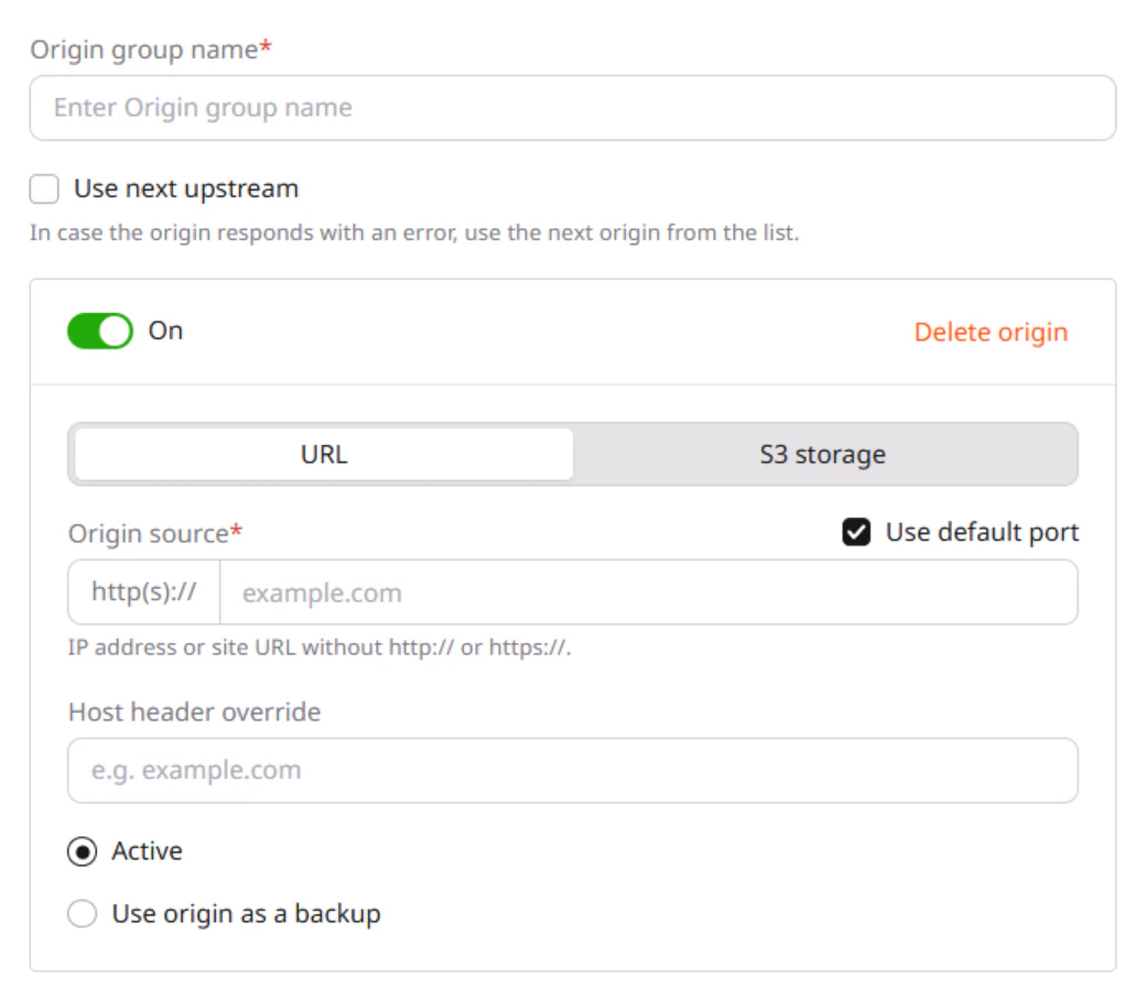 Set up multiple origins